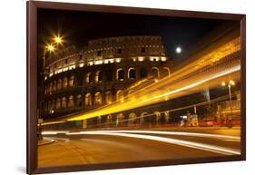 Colosseum Modern Street Abstract Night Moon Time Lapse, Rome, Italy Built by Vespacian-William Perry-Framed Photographic Print