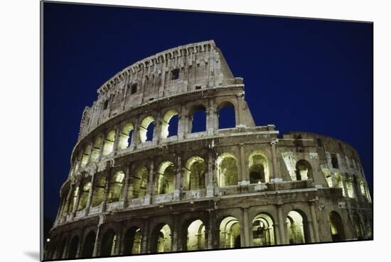 Colosseum or Flavian Amphitheatre at Night-null-Mounted Photographic Print