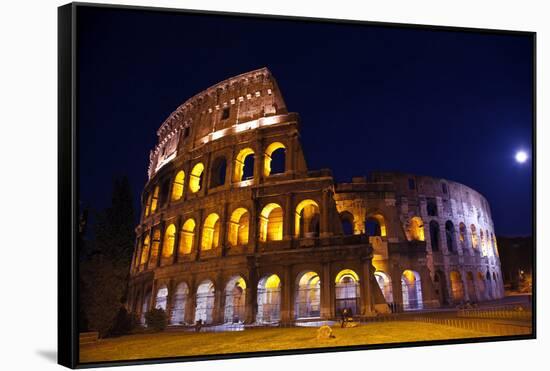 Colosseum Overview Moon Night Lovers, Rome, Italy Built by Vespacian-William Perry-Framed Stretched Canvas