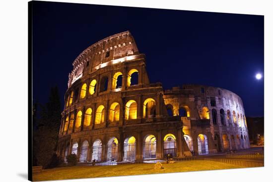 Colosseum Overview Moon Night Lovers, Rome, Italy Built by Vespacian-William Perry-Stretched Canvas