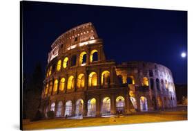 Colosseum Overview Moon Night Lovers, Rome, Italy Built by Vespacian-William Perry-Stretched Canvas