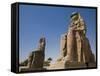 Colossi of Memnon Stand at Entrance to the Ancient Theban Necropolis on West Bank of Nile at Luxor-Julian Love-Framed Stretched Canvas