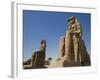 Colossi of Memnon Stand at Entrance to the Ancient Theban Necropolis on West Bank of Nile at Luxor-Julian Love-Framed Photographic Print