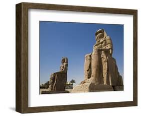 Colossi of Memnon Stand at Entrance to the Ancient Theban Necropolis on West Bank of Nile at Luxor-Julian Love-Framed Photographic Print