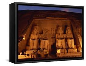 Colossi of Ramses II, Floodlit, Great Temple of Ramses II, Abu Simbel, Egypt-Strachan James-Framed Stretched Canvas