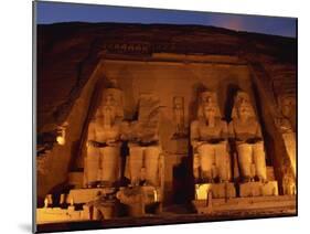 Colossi of Ramses II, Floodlit, Great Temple of Ramses II, Abu Simbel, Egypt-Strachan James-Mounted Photographic Print