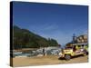 Colouful Jeepney Loading Up at Fishing Harbour, Sabang Town, Palawan, Philippines, Southeast Asia-Kober Christian-Stretched Canvas