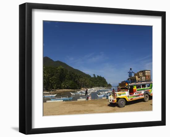 Colouful Jeepney Loading Up at Fishing Harbour, Sabang Town, Palawan, Philippines, Southeast Asia-Kober Christian-Framed Photographic Print