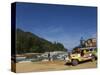 Colouful Jeepney Loading Up at Fishing Harbour, Sabang Town, Palawan, Philippines, Southeast Asia-Kober Christian-Stretched Canvas