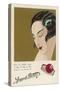 Colour Advertisement for a Hair Comb Worn in the Shingled Bob of an Elegant 1920s Lady-null-Stretched Canvas