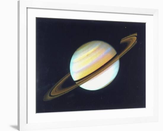 Colour-Enhanced View of Saturn, 1980-null-Framed Giclee Print