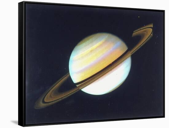 Colour-Enhanced View of Saturn, 1980-null-Framed Stretched Canvas