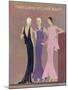 Colour Fashion Illustration Showing Three Glamorous Evening Gowns-null-Mounted Art Print