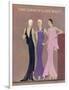 Colour Fashion Illustration Showing Three Glamorous Evening Gowns-null-Framed Art Print