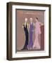 Colour Fashion Illustration Showing Three Glamorous Evening Gowns-null-Framed Art Print
