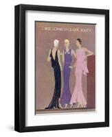 Colour Fashion Illustration Showing Three Glamorous Evening Gowns-null-Framed Art Print