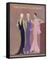 Colour Fashion Illustration Showing Three Glamorous Evening Gowns-null-Framed Stretched Canvas