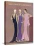 Colour Fashion Illustration Showing Three Glamorous Evening Gowns-null-Stretched Canvas