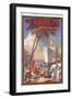 Colour Front Cover Image Showing a Cruise Ship Docking in an Asian Country-null-Framed Art Print