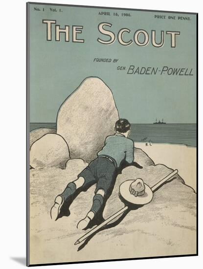 Colour Illustrated Cover Showing a Boy Scout Watching a Ship On the Horizon-null-Mounted Premium Giclee Print