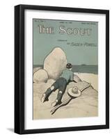 Colour Illustrated Cover Showing a Boy Scout Watching a Ship On the Horizon-null-Framed Giclee Print