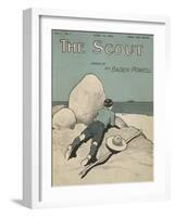 Colour Illustrated Cover Showing a Boy Scout Watching a Ship On the Horizon-null-Framed Giclee Print