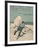 Colour Illustrated Cover Showing a Boy Scout Watching a Ship On the Horizon-null-Framed Giclee Print