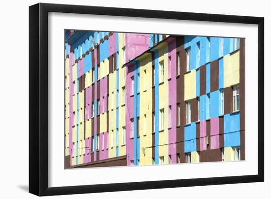 Coloured Apartment Houses, Siberian City Anadyr, Chukotka Province, Russian Far East, Eurasia-Gabrielle and Michel Therin-Weise-Framed Photographic Print