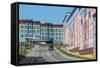 Coloured Apartment Houses-Gabrielle and Michael Therin-Weise-Framed Stretched Canvas