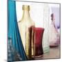 Coloured Bottles in a Row 02-Tom Quartermaine-Mounted Giclee Print