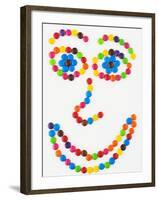 Coloured Chocolate Beans Forming a Smiling Face-Greg Elms-Framed Photographic Print