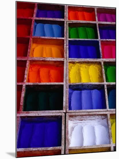 Coloured Dyes for Sale at Market Stall, Pashupatinath, Bagmati, Nepal-Richard I'Anson-Mounted Photographic Print