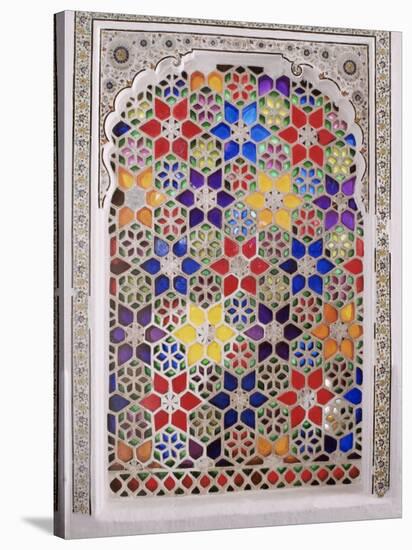 Coloured Glass Jali in Hallway Within the Palace, Deo Garh Palace Hotel, Deo Garh, India-John Henry Claude Wilson-Stretched Canvas