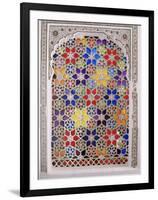 Coloured Glass Jali in Hallway Within the Palace, Deo Garh Palace Hotel, Deo Garh, India-John Henry Claude Wilson-Framed Photographic Print