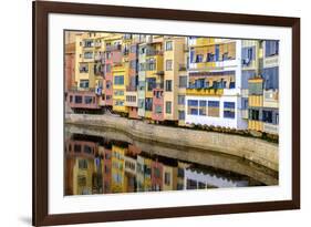 Coloured Houses on the Onyar River, Girona, Spain-Carlos Sanchez Pereyra-Framed Photographic Print