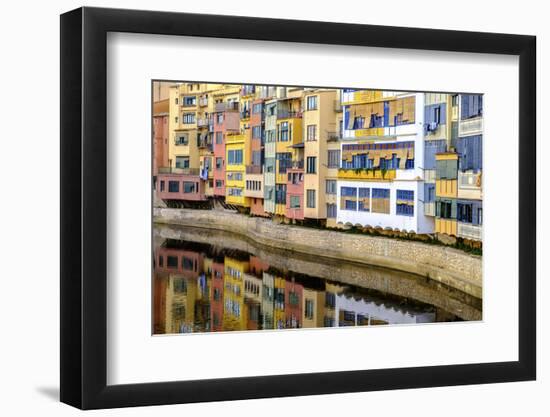 Coloured Houses on the Onyar River, Girona, Spain-Carlos Sanchez Pereyra-Framed Photographic Print