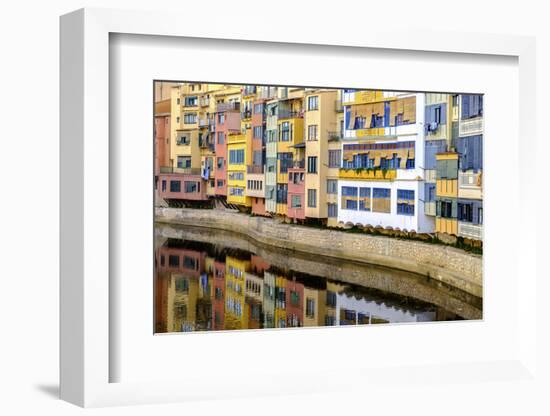 Coloured Houses on the Onyar River, Girona, Spain-Carlos Sanchez Pereyra-Framed Photographic Print