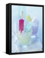 Coloured Ice Lollies in Glasses of Crushed Ice-Ian Garlick-Framed Stretched Canvas