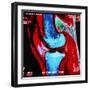 Coloured MRI Scan of Human Knee Joint, Side View-Geoff Tompkinson-Framed Premium Photographic Print