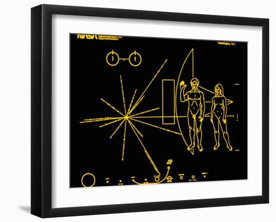 Coloured Pictorial Plaque on Pioneer 10 And 11-null-Framed Photographic Print