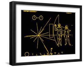 Coloured Pictorial Plaque on Pioneer 10 And 11-null-Framed Photographic Print