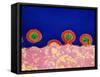 Coloured TEM of HIV Viruses Budding From a T-cell-NIBSC-Framed Stretched Canvas