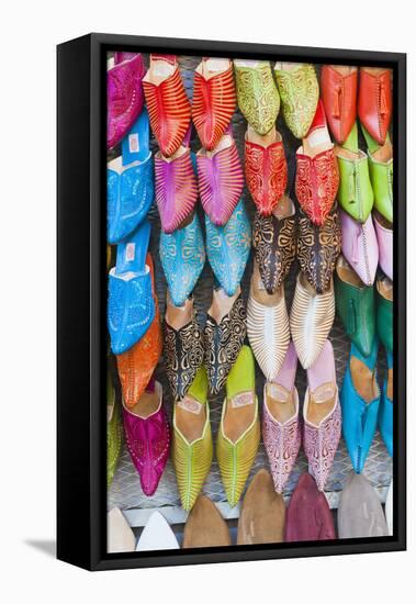 Colourful Babouche for Sale in Thesouks in the Old Medina-Matthew Williams-Ellis-Framed Stretched Canvas