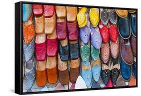 Colourful Babouche (Mens Leather Slippers) for Sale in the Marrakech Souks-Matthew Williams-Ellis-Framed Stretched Canvas