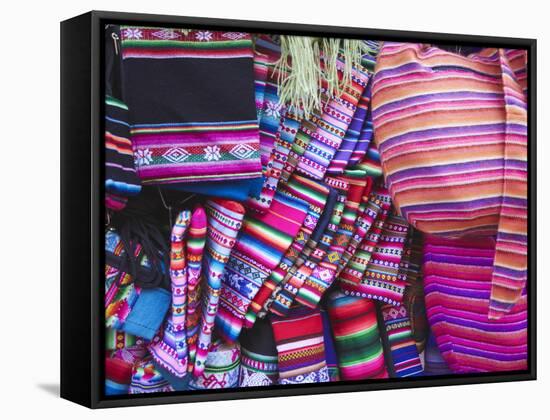 Colourful Bags and Scarves in Witches' Market, La Paz, Bolivia-Ian Trower-Framed Stretched Canvas