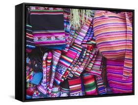 Colourful Bags and Scarves in Witches' Market, La Paz, Bolivia-Ian Trower-Framed Stretched Canvas