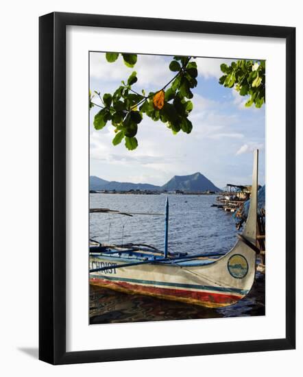 Colourful Banka Fishing Boats, Lake Taal, Taal Volcano in Back, Luzon, Talisay, Philippines-Christian Kober-Framed Photographic Print