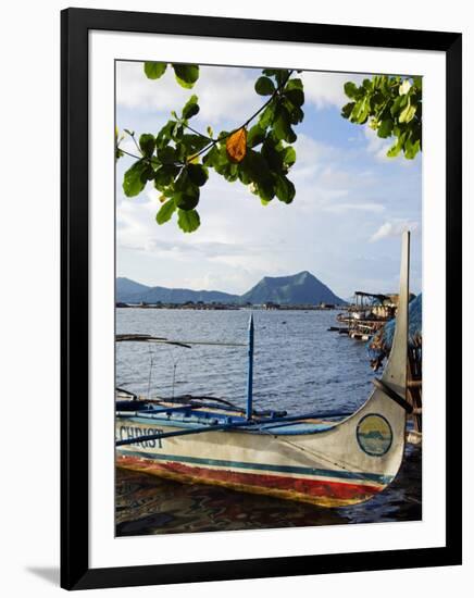 Colourful Banka Fishing Boats, Lake Taal, Taal Volcano in Back, Luzon, Talisay, Philippines-Christian Kober-Framed Photographic Print