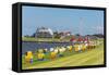 Colourful Beach Chairs on the Beach of Cuxhaven, Lower Saxony, Germany, Europe-Michael Runkel-Framed Stretched Canvas