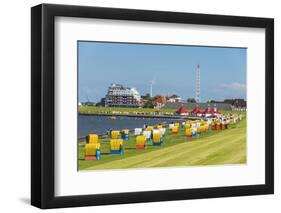 Colourful Beach Chairs on the Beach of Cuxhaven, Lower Saxony, Germany, Europe-Michael Runkel-Framed Premium Photographic Print